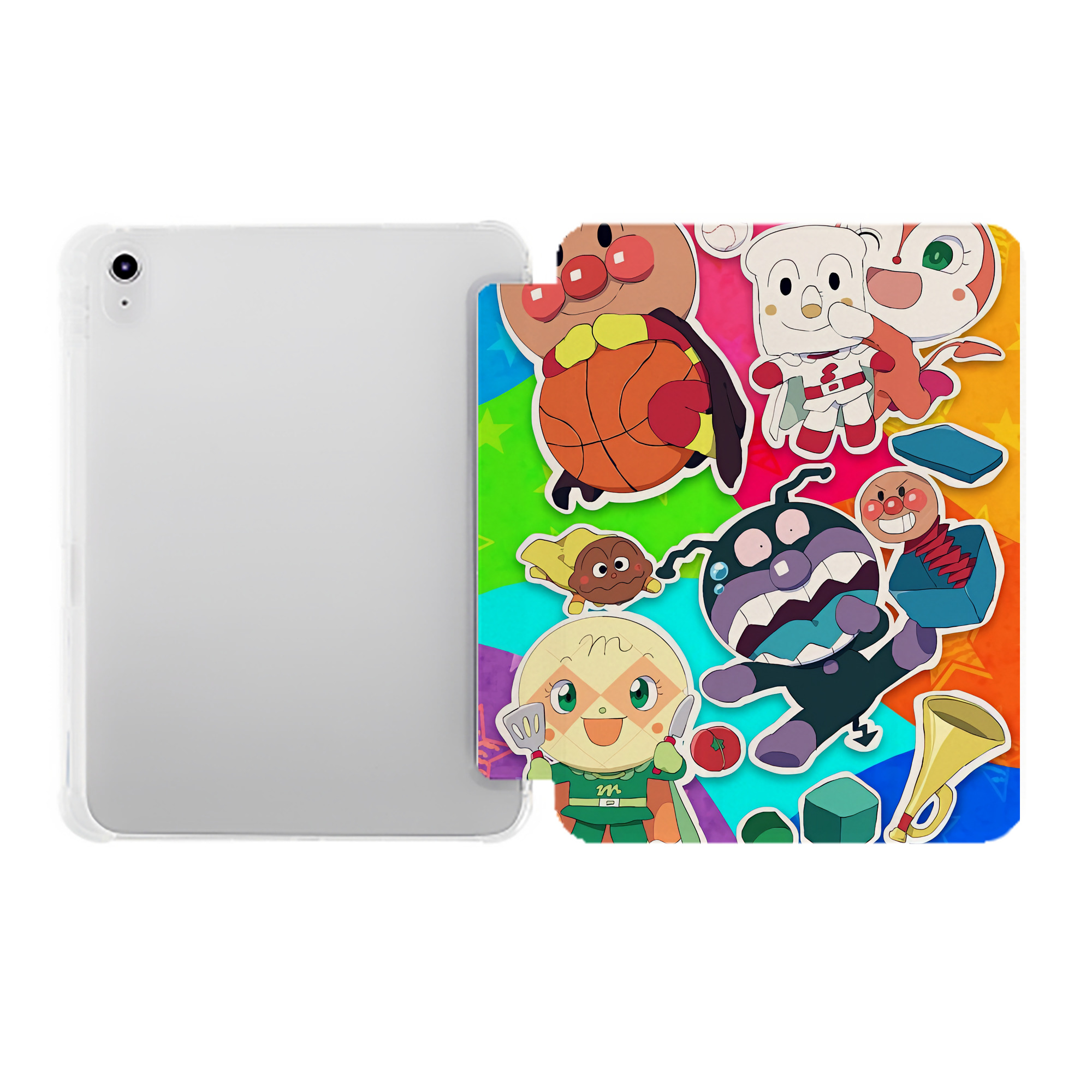 （画像用） アンパンマン Anpanman IPad ケース ペン収納付き 三つ折りスタンド PUレザー×シリコン 対応機種9.5/10.5/10.9インチ